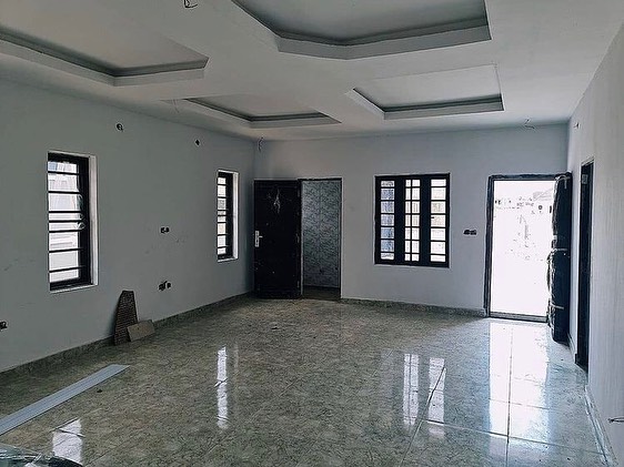 Large living room of a 3 bedroom bungalow at Awoyaya, Ajah with installment payment plan